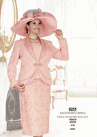 Elite Champagne <br> (Spring/Summer 2026) <br> EC6251 <br> <br> Peach  <br>  White <br> 8 10 12 14 16 18 20 22 24 26<br><br>Jacket/Skirt/Camisole<br>Twill Satine/Metallic Lace