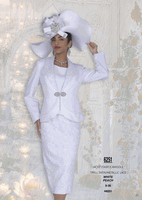 Elite Champagne <br> (Fall/Winter 2026) <br> EC6251 <br> <br> White  <br>  Peach <br> 8 10 12 14 16 <br> 18 20 22 24 26<br><br>Jacket/Skirt/Camisole<br>Twill Satin/Metallic Lace