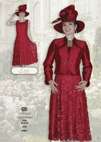 Elite Champagne <br> (Fall/Winter 2026) <br> EC6261 <br> <br> Red  <br>  Black <br> 8 10 12 14 16 <br> 18 20 22 24 26<br><br>Jacket/Dress<br>Twill Satin/Lace