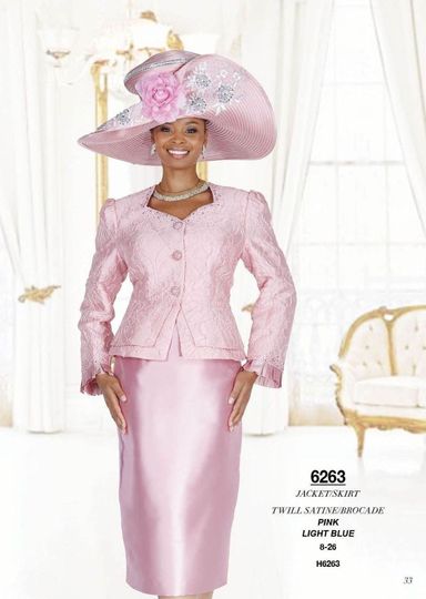 Elite Champagne <br> (Spring/Summer 2026) <br> EC6263 <br> <br> Pink  <br> Light-Blue <br> 8 10 12 14 16 18 20 22 24 26<br><br>Jacket/Skirt<br>Twill Satine/Brocade