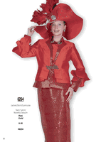 Elite Champagne <br> (Fall & Winter 2025) <br> EC6264 <br> <br> Red  <br>   Gold <br> 8 10 12 14 16 18 20 22 24 26<br><br>Jacket/Skirt/Camisole<br>Twill Satin/Novelty Sequin