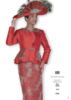 Elite Champagne <br> (Fall & Winter 2025) <br> EC6266 <br> <br> Red  <br>   White <br> 8 10 12 14 16 18 20 22 24 26<br><br>Jacket/Skirt/Camisole<br>Twill Satin/Metallic Lace