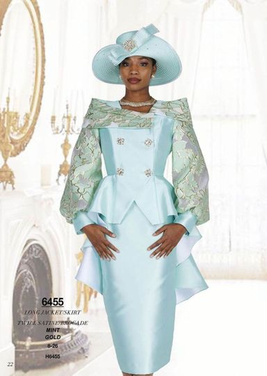 Elite Champagne <br> (Spring/Summer 2026) <br> EC6455 <br> <br> Mint  <br>  Gold <br> 8 10 12 14 16 18 20 22 24 26<br><br>Long Jacket/Skirt<br>Twill Satine/Brocade