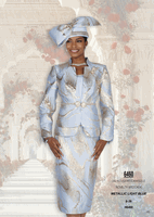 Elite Champagne <br> (Fall/Winter 2026) <br> EC6460 <br> <br> Metallic-Light-Blue <br> 8 10 12 14 16 <br> 18 20 22 24 26<br><br>Jacket/Skirt/Camisole<br>Novelty Brocade