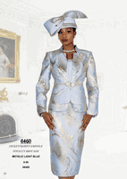 Elite Champagne <br> (Spring/Summer 2026) <br> EC6460 <br> <br> Metallic-Light-Blue <br> 8 10 12 14 16 18 20 22 24 26<br><br>Jacket/Skirt/Camisole<br>Novelty Brocade