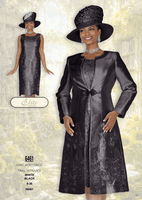 Elite Champagne <br> (Fall/Winter 2026) <br> EC6461 <br> <br> White  <br>  Black <br> 8 10 12 14 16 <br> 18 20 22 24 26<br><br>Long Jacket/Dress<br>Twill Satin/Lace