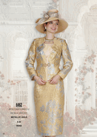 Elite Champagne <br> (Fall/Winter 2026) <br> EC6462 <br> <br> Metallic-Gold <br> 8 10 12 14 16 <br> 18 20 22 24 26<br><br>Jacket/Skirt/Camisole<br>Metallic Brocade