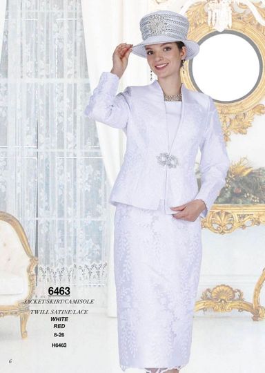 Elite Champagne <br> (Spring/Summer 2026) <br> EC6463 <br> <br> White  <br>  Red <br> 8 10 12 14 16 18 20 22 24 26<br><br>Jacket/Skirt/Camisole<br>Twill Satine/Lace