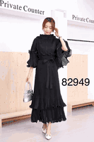 For Her <br> (2026) <br> FH82954 <br> <br> Dusty-Pink  <br>  Navy <br> One-Size<BR><BR>Pleated Lace Midi Dress with Floral Detail