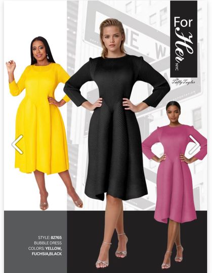 For Her <br> (Spring 2025) <br> FH82765 <br> <br> Green  <br>  Fuchsia  <br>  Black <br> One-Size<br><br>Bubble Dress