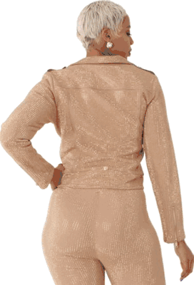 ForHer <br> (2025) <br> FH82022 <br> <br> Nude <br> XL 1x 2x<BR><BR>Suede Moto Jacket with Allover Diamonds ForHer <br> (2025) <br> FH82022 <br> <br> Nude <br> XL 1x 2x<BR><BR>Suede Moto Jacket with Allover Diamonds
