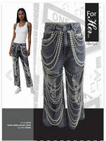 ForHer <br> (2025) <br> FH82776 <br> <br> Denim-Blue <br> S M L XL 1x  2x<BR><BR>Embellished Wide Leg Denim Pants