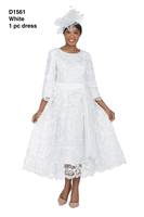 Giovanna <br> (2026) <br> GVD1561-Wh <br> <br> White <br> 8 10 12 14 16 18<br>14w 16w 18w 20w 22w 24w 26w 28w<br><br>Long Sleeve Luxury Lace A-line Dress w/ Belt