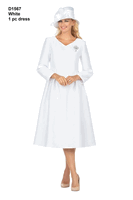 Giovanna <br> (2026) <br> GVD1567 <br> <br> White <br> 8 10 12 14 16 18 <br> 14w 16w 18w 20w 22w 24w 26w 28w<br><br>Timeless A-Line Dress with Jewel Brooch