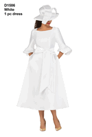 Giovanna <br> (2026) <br> GVD1586 <br> <br> White <br> 8 10 12 14 16 18 <br> 14w 16w 18w 20w 22w 24w 26w 28w<br><br>Silky Twill Ruffle Sleeve A-line Sash Dress
