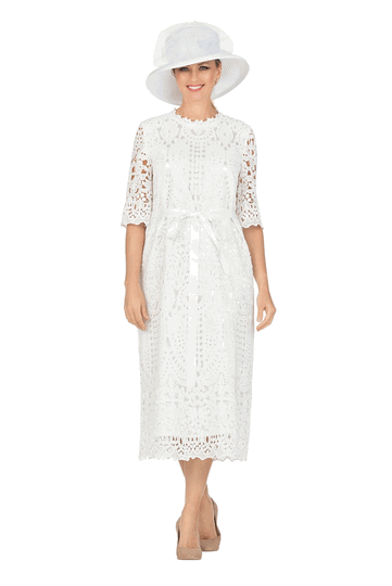 Giovanna <br> (2026) <br> GVD1630 <br> <br> Off-White <br> 9 10 12 14 16 18<br>  16w 18w 20w 22w 24w 26w<br><br>Heirloom Elegance Lace Midi Dress