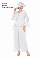 Giovanna <br> (2026) <br> GVD1634-Wh <br> <br> White <br> 8 10 12 14 16 18<br>14w 16w 18w 20w 22w 24w<br><br>3 Piece Luxe Lace Pants Set