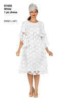 Giovanna <br> (2026) <br> GVD1650-Wh <br> <br> White <br> 8 10 12 14 16 18<br>14w 16w 18w 20w 22w 24w 26w 28w<br><br>Bell Sleeve A-line Dress w/ Circular Petals Decor