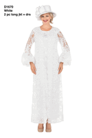 Giovanna <br> (2026) <br> GVD1670-Wh <br> <br> White <br> 8 10 12 14 16 18<br>14w 16w 18w 20w 22w 24w 26w 28w<br><br>2 Piece Luxury Lace Dress & Long Jacket