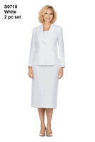 Giovanna <br> (2026) <br> GVS0710-Wh <br> <br> White <br> 8 10 12 14 16 18<br>14w 16w 18w 20w 22w 24w 26w 28w<br><br>Classic Two-Button Blazer & Midi Skirt Suit Set