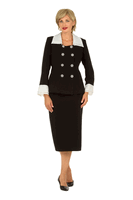 Giovanna <br> (2025) <br> GVs0742 <br> <br> BLACK/WHITE <br> �8 10 12 14 16 18 <br> � 16w 18w 20w 22w 24w<br><br>2pc Dbl Breasted Skt Suit w/ Organza Collar&Cuff <br><br>