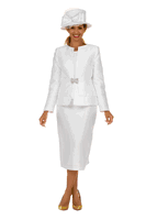 Giovanna <br> (2025) <br> GV0978 <br> <br> White <br> 8 10 12 14 16 18 <br> 16w 18w 20w 22w 24w 26w <br><br>3pc Silky Twill Collarless Peplum Jacket Skirt Suit