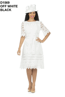 Giovanna <br> (2026) <br> GVD1569-Of <br> <br> Off-White <br> 8 10 12 14 16 18<br>14w 16w 18w 20w 22w 24w 26w 28w<br><br>1 Piece Elbow Length Sleeve Luxury Lace Shift Dress