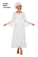 Giovanna <br> (2026) <br> GVD1650L <br> <br> White <br> 8 10 12 14 16 18 <br> 16w 18w 20w 22w 24w 26w 28w<br><br>Elegant 3D Dot Mesh Bell Sleeve Maxi Dress