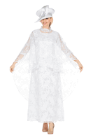 Giovanna <br> (2025) <br> GVD1667b <br> <br> White <br> 8 10 12 14 16 18 <br><br>2pc Lux Sequined Lace Dress + Hi-low Cape