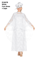Giovanna <br> (2026) <br> GVD1667B-Wh <br> <br> White <br> 8 10 12 14 16 18<br>16w 18w 20w 22w 24w 26w 28w<br><br>2 Piece Luxury Sequined Lace Dress & Hi-low Cape