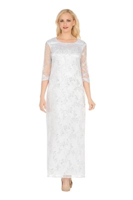 Giovanna <br> (2025) <br> GVD1667b <br> <br> White <br> 8 10 12 14 16 18 <br><br>2pc Lux Sequined Lace Dress + Hi-low Cape
