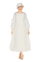 Giovanna <br> (2025) <br> GVD1669 <br> <br> Ivory <br> 8 10 12 14 16 18 <br> 16w 18w 20w 22w 24w 26w 28w<br><br>A-line Balloon Sleeve Dress w/ Circles Design
