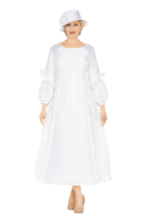 Giovanna <br> (2025) <br> GVD1669 <br> <br> White <br> 8 10 12 14 16 18 <br> 16w 18w 20w 22w 24w 26w 28w<br><br>A-line Balloon Sleeve Dress w/ Circles Design
