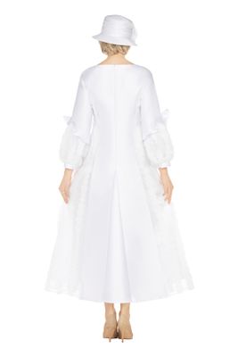 Giovanna <br> (2025) <br> GVD1669 <br> <br> White <br> 8 10 12 14 16 18 <br> 16w 18w 20w 22w 24w 26w 28w<br><br>A-line Balloon Sleeve Dress w/ Circles Design