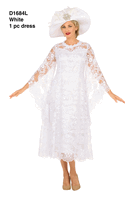 Giovanna <br> (2026) <br> GVD1684L <br> <br> White <br> 8 10 12 14 16 18 <br> 16w 18w 20w 22w 24w 26w<br><br>Lace A-line Dress w/ Oversize Bell Sleeves