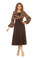 Giovanna <br> (2025) <br> GVD1688 <br> <br> Brown <br> 8 10 12 14 16 18 <br> 16w 18w 20w 22w 24w<br><br>Faux 2pc A-line Knit & Crepe Dress