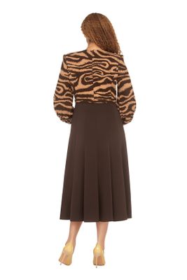 Giovanna <br> (2025) <br> GVD1688 <br> <br> Brown <br> 8 10 12 14 16 18 <br> 16w 18w 20w 22w 24w<br><br>Faux 2pc A-line Knit & Crepe Dress