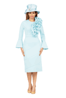 Giovanna <br> (2026) <br> GVDP2401 <br> <br> Blue <br> S M L XL 1x 2x 3x 4x<br><br>Oversize Ruffle Bell Sleeve Scuba Dress
