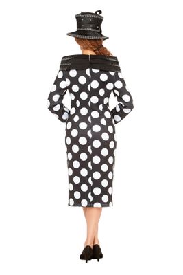 Giovanna <br> (2025) <br> GVDP2438 <br> <br> Black <br> S M L XL 1x 2x 3x<br><br>Scuba Blk/Wht Polka Dot Shift Dress