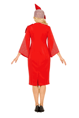 Giovanna <br> (2025) <br> GVDP2445 <br> <br> Red <br> S M L XL 1x 2x 3x<br><br>Stoned Bell Sleeve Shift Dress w/ Oversize Bow