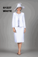 Giovanna <br> (2026) <br> GVG1227 <br> <br> Snow-White <br> 8 10 12 14 16 18 <br> 16w 18w 20w 22w 24w 26w <br><br>3pc Silky Twill Skirt Suit w/Meteoric Stones