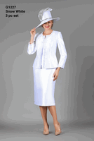 Giovanna <br> (2026) <br> GVG1227 <br> <br> Snow-White <br> 8 10 12 14 16 18 20 22 24 16w 18w 20w 22w 24w 26w<br><br>3pc Silky Twill Skirt Suit w/ Meteoric Stones