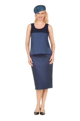 Giovanna <br> (2025) <br> GVG1319 <br> <br> Navy <br> 8 10 12 14 16 18 <br>  14w 16w 18w 20w 22w 24w<br><br>3pc Quilted Satin Skirt Suit