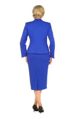 Giovanna <br> (2025) <br> GVG1320 <br> <br> Royal <br> 8 10 12 14 16 18 20 22<br><br>2pc Light Scuba Skirt Suit w/ Pleats & Stones