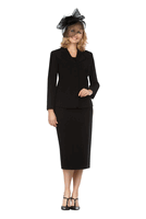 Giovanna <br> (2026) <br> GVS0824 <br> <br> Black <br> 8 10 12 14 16 18 <br> 14w 16w 18w 20w 22w 24w 26w<br><br>2pc Vintage Lapel 3-button Skirt Suit