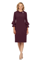Giovanna <br> (2026) <br> GVD1518 <br> <br> Plum <br> 14 16 18 16w 18w<br><br>Draped Collar Bell Sleeve Shift Dress