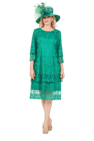 Giovanna <br> (2026) <br> GVD1529 <br> <br> Emerald <br> 8 10 12 14 16 18 <br> 16w 18w 20w 22w 24w 26w<br><br>Elegant A-Line Tiered Lace Dress