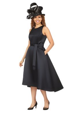 Giovanna <br> (2026) <br> GVD1538 <br> <br> Black <br> 8 10 12 14 16 18 <br> 14w 16w 18w 20w 22w 24w <br><br>Sleeveless Full Flare Hi-Lo Dress w/Styling Belt