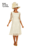 Giovanna <br> (2026) <br> GVD1541 <br> <br> Off-White <br> 8 10 12 14 16 18 <br> 14w 16w 18w 20w 22w 24w 26w <br><br>1pc Embroidery Lux Lace Pleated Flare Dress