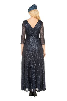 Giovanna <br> (2026) <br> GVD1602 <br> <br> Navy <br> 10 12 14 16 18 20<br><br>Evening Dress w/See-thru Sleeves